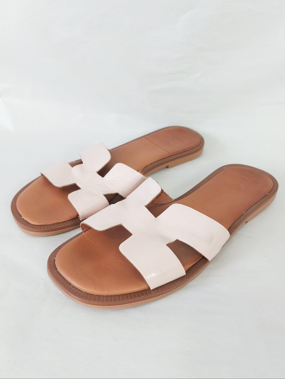 L’intervalle Comfort Open Square Toe Slide Sandals 37 EU Nude Pink Leather Flats